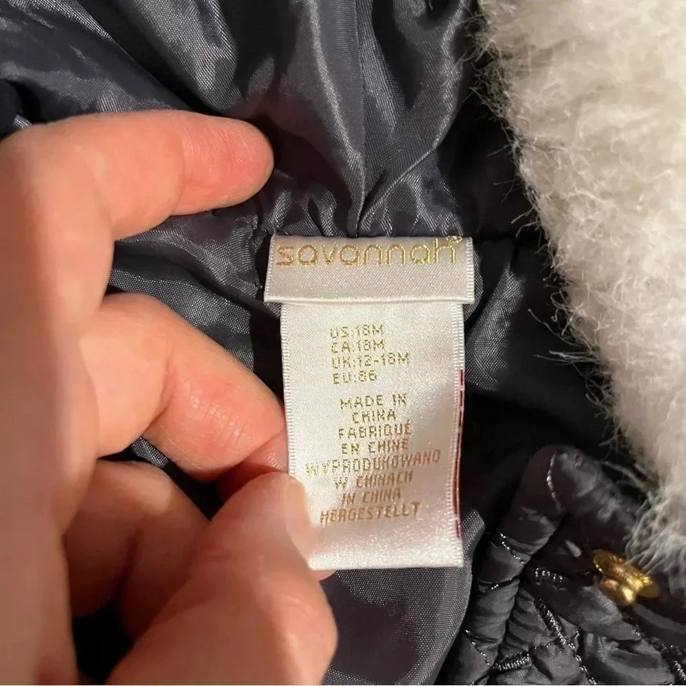 Savannah Vest Girls Size 18 M Fur Trim Full Zip Quilted